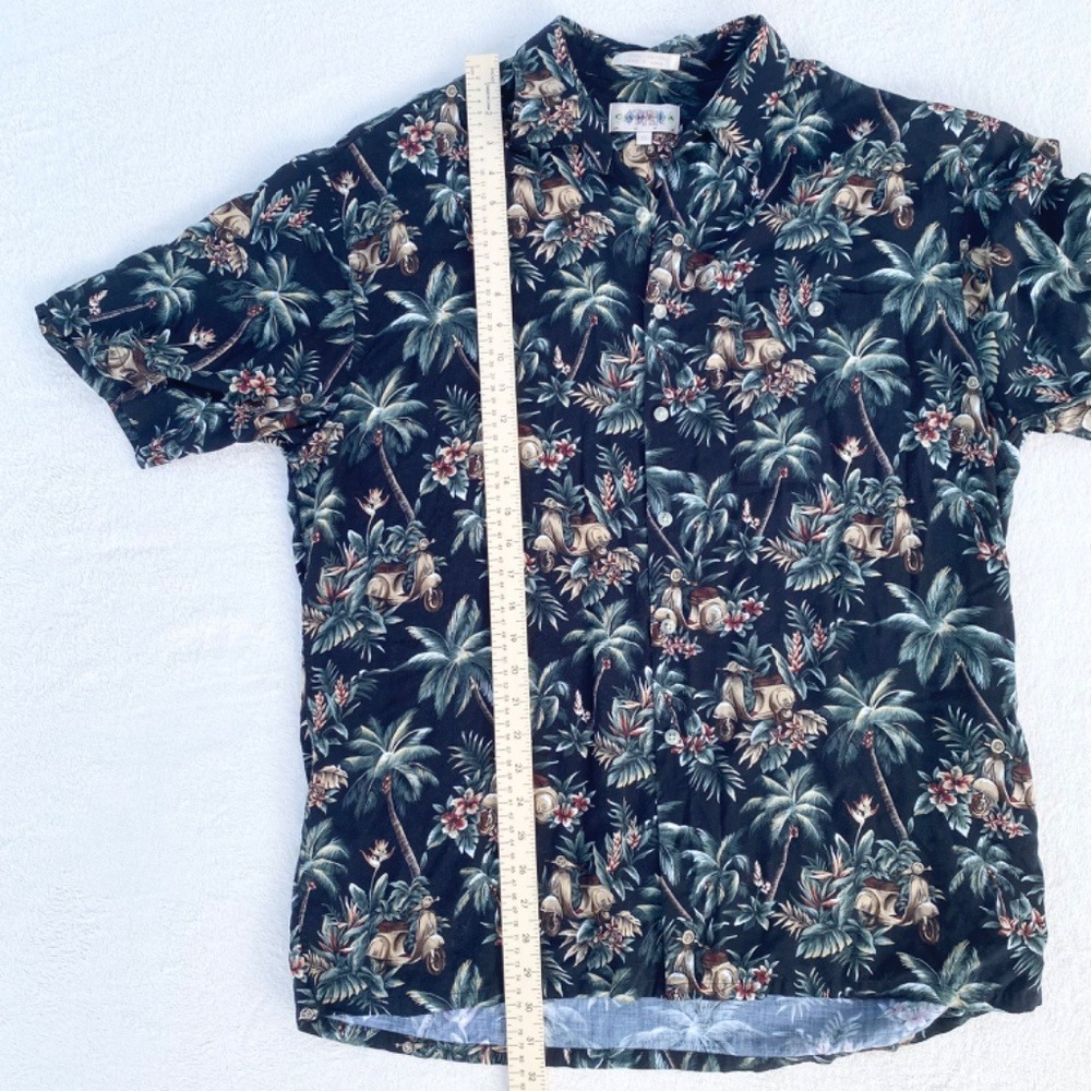 Campia Moda Hawaiian Artwork Palm Trees Hut Mens Button-Down Shirt XL - Picture 5 of 6